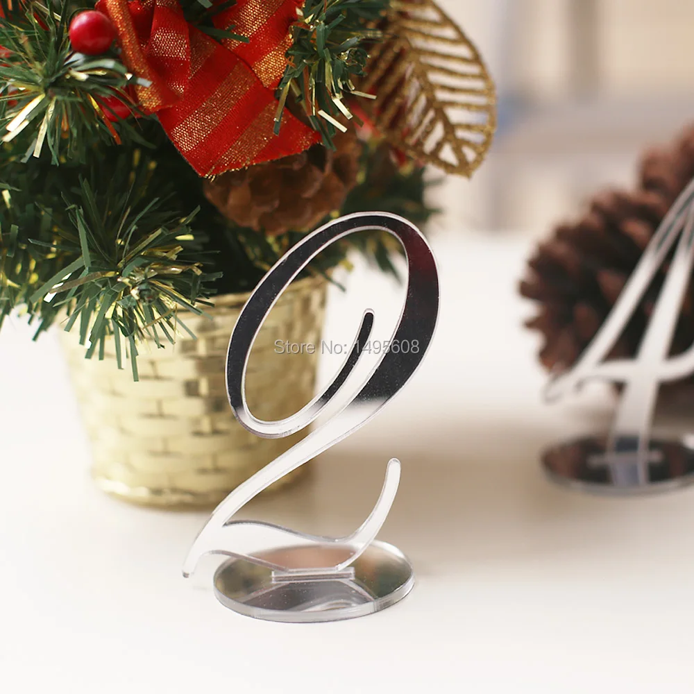 Акриловая искусственная кожа серебряные зеркальные цифры стола украшения