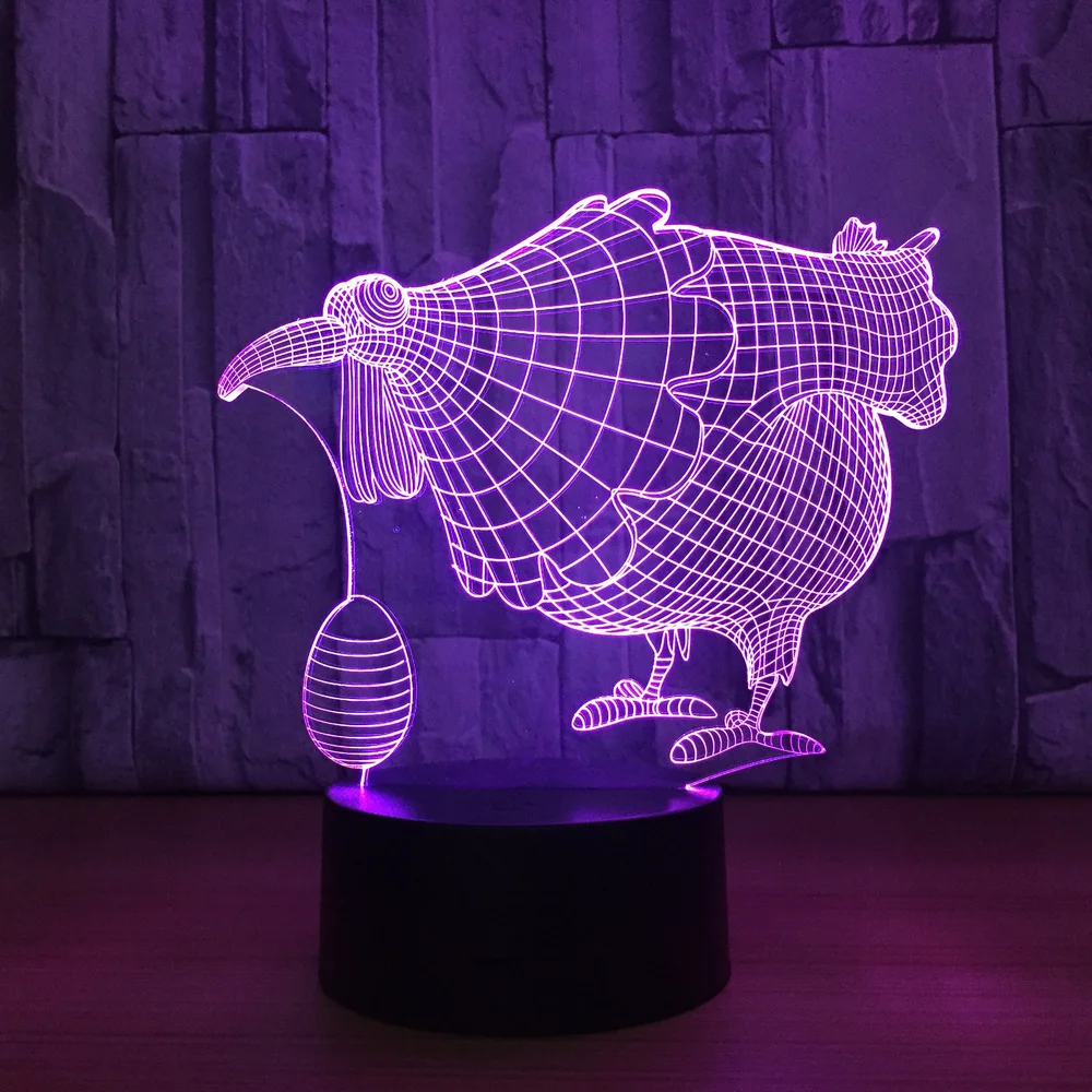 Chickren с яйцом 3D светодиодный светильник 7 цветов Форма лампа как декоративные