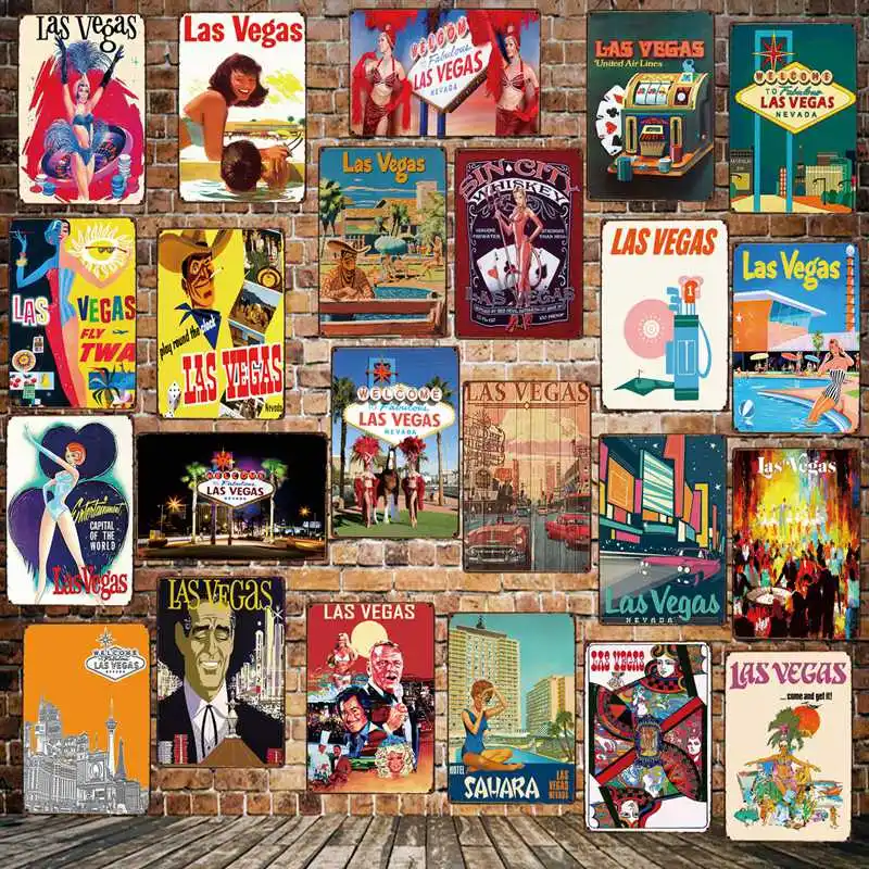 

[ Mike86 ] LAS VEGAS Entertainment Capital Metal Sign Wall Plaque Travel Poster Custom Painting Room Romantic Decor Art LT-1694