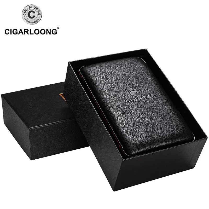 COHIBA черный/коричневый кожаный чехол для сигар с отделкой из кедра хьюмидор