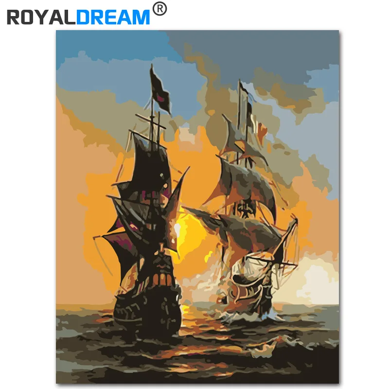 Два парусника ROYALDREAM DIY Краска по номерам акриловая краска ручная масляная ed на