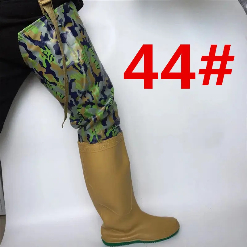 Camo 44 Высокие регулируемые по высоте рыбацкие охотничьи сапоги из водонепроницаемого ПВХ материала, мягкие сапоги, уличные охотничьи рыбацкие сапоги+ сапоги - Цвет: Camo 44