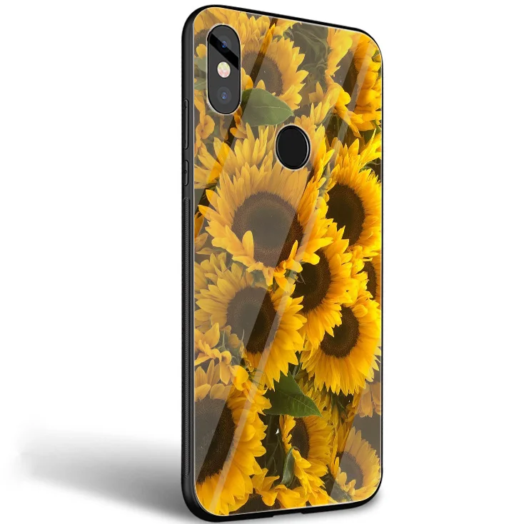 Стеклянный ТПУ чехол с подсолнухом для xiaomi 8 Lite A1 A2 9 redmi note 5 6 7 Pro 6A 4X 5X 6X Pocophone F1 |