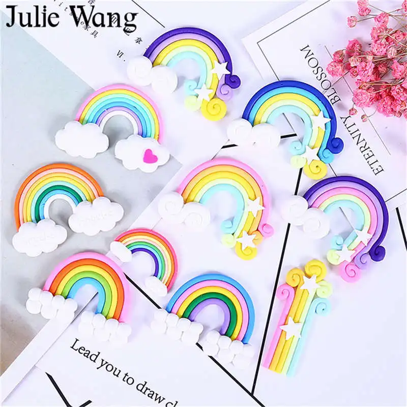 Julie Wang 10 шт. случайно Смешанная Полимерная глина Радужный слайм из смолы подвески