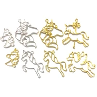 5pcs silver unicorn bezel jewellery accessories diy pendant handmade charms craft resin art romantic merry go round metal frame