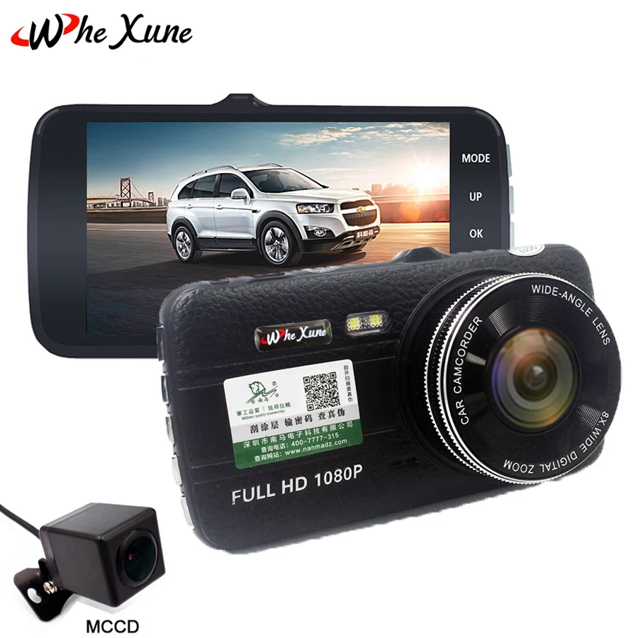 Whexune 2018 4.0 дюймов Видеорегистраторы для автомобилей Full HD 1296 P видео рекордер