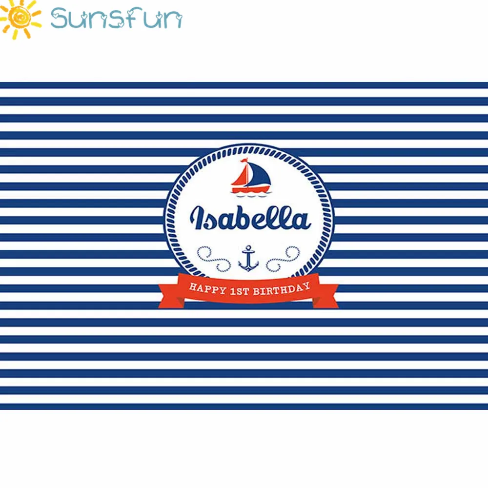 Sunsfun 7x5 футов Корабль якорь темно-синий полосатый морской вечерние виниловые обои высокого качества с компьютерной печатью 220x150 см