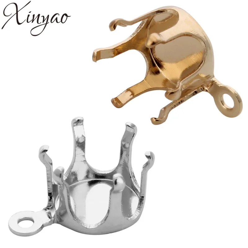 100pcs Craft Metal Claw Setting With Hole Inner Size 5/6/8/10/12mm Rhodium/Kc Gold Color Earring Base Cabochon Cameo Tray F5300 | Украшения