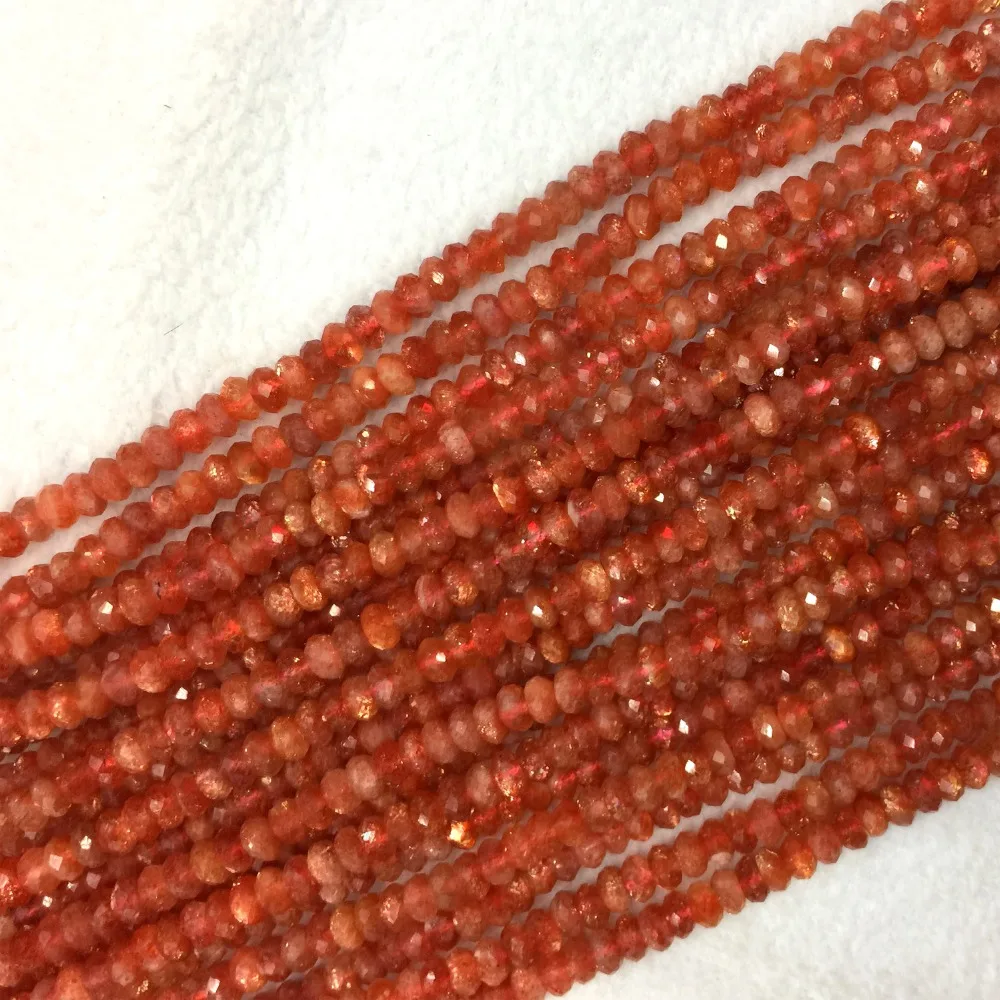 Высокое качество натуральный Золотой Ornage Oligoclase Sanidine Sunstone ручной огранки россыпью драгоценных камней граненые бусины Rondelle 1" 05903