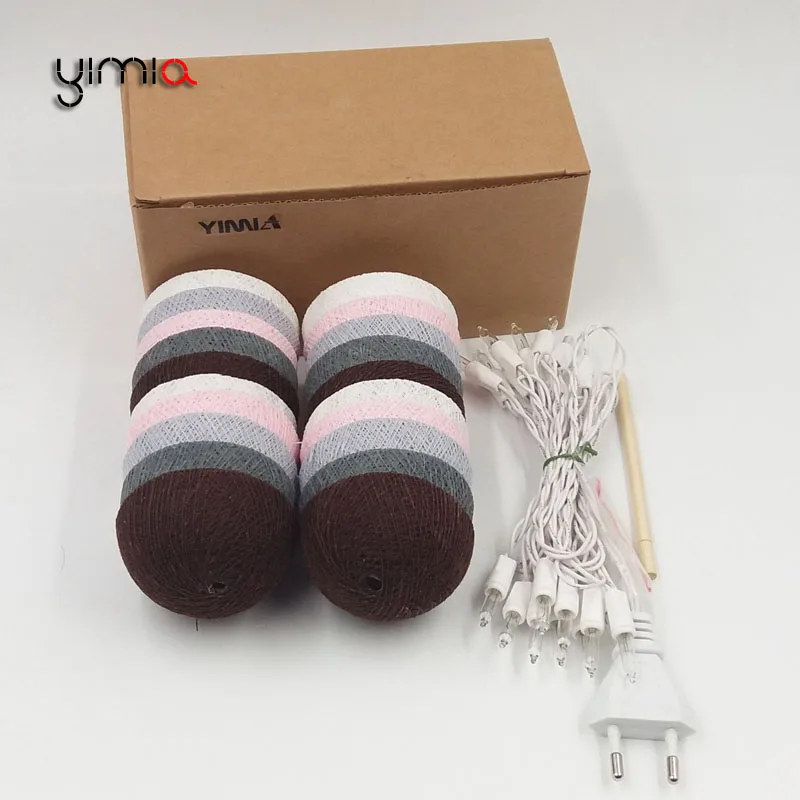 YIMIA теплые кофейные шарики из Тайланда Рождественские огни крытые гирлянды на