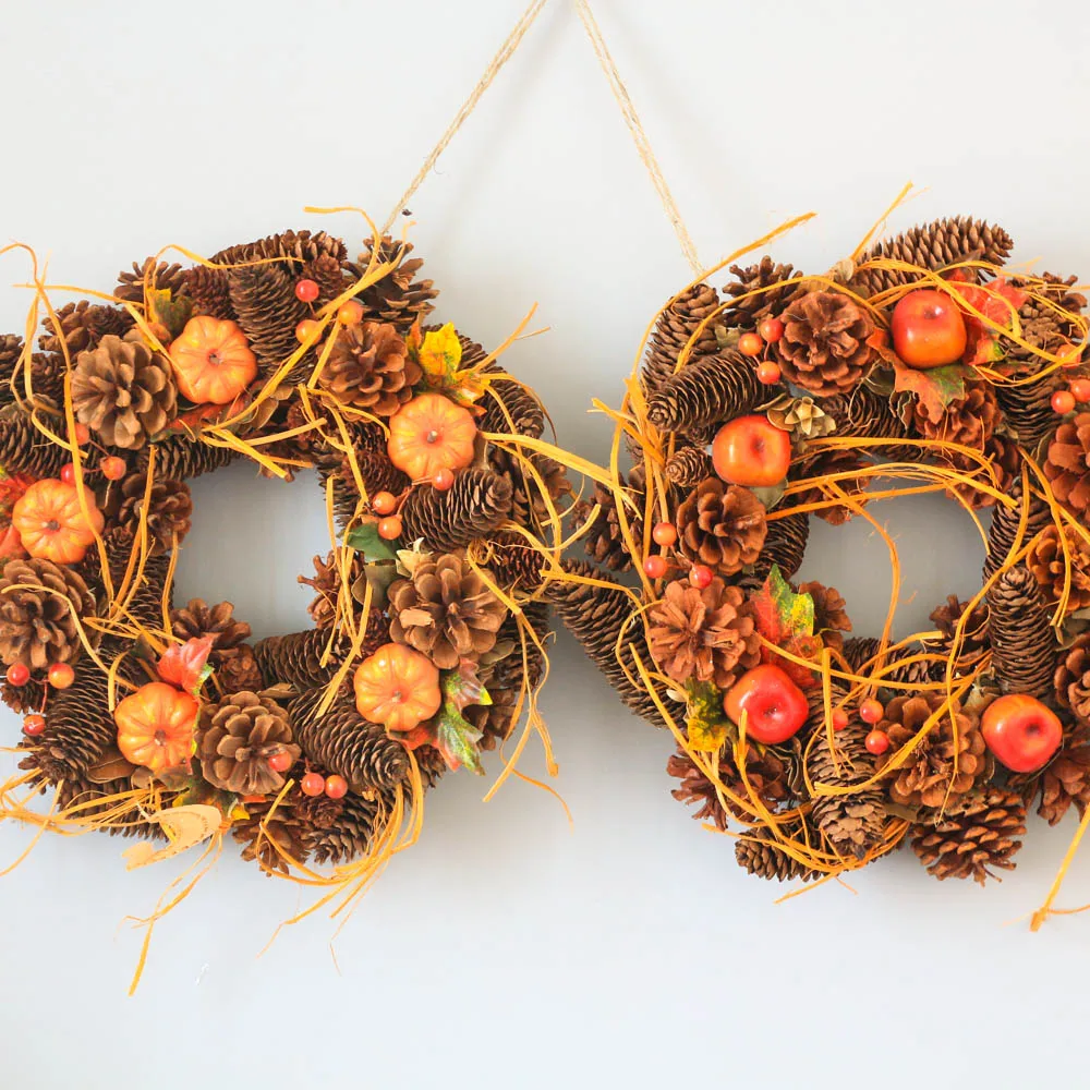 Осенний венок осенняя гирлянда урожай тыквы яблоки украшение для дома вечеринки