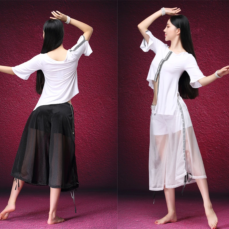 Женская Восточная танцевальная одежда укороченные топы и расклешенные брюки