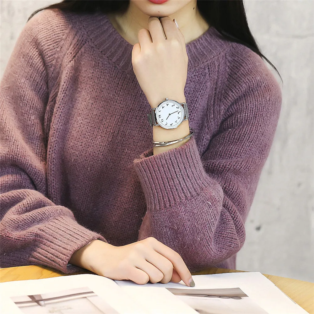 Прямая поставка Кварцевые аналоговые наручные часы из нержавеющей стали с