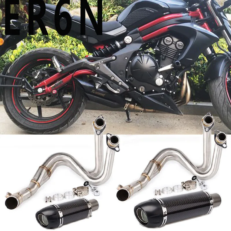Мотоцикл для Kawasaki ER6N ER6F NINJA650R 2012- полная выхлопная система Соединительная труба с глушителем карбоновая