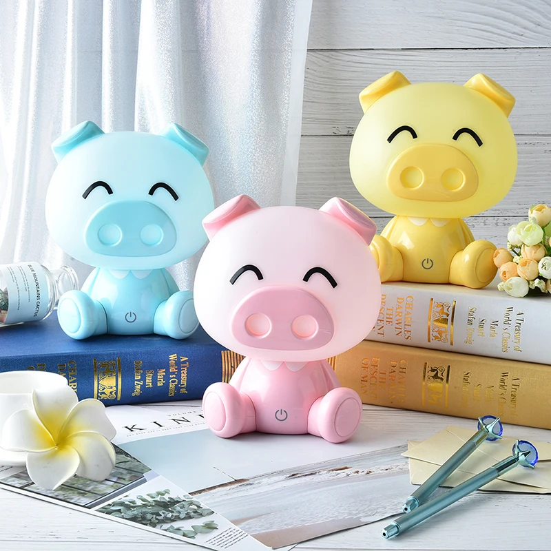 Lovely Pig Lights Cute Baby Bedroom Lamp Night Light LED Night Lamp Bedside Decor Kids Desk light Christmas Gift