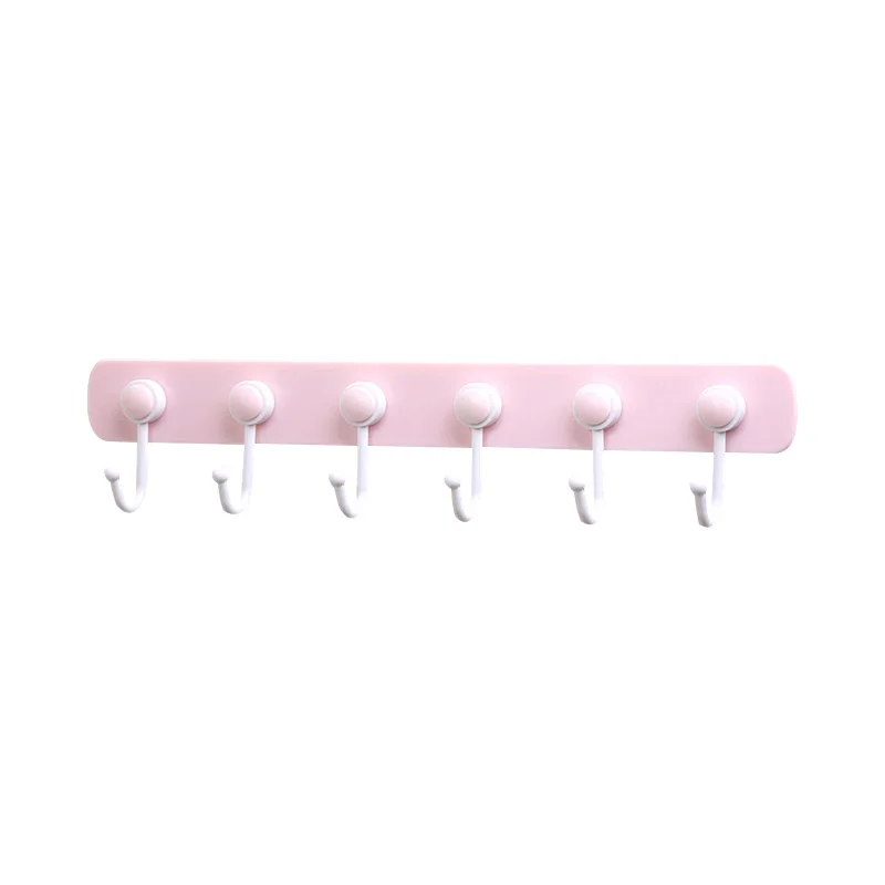 Pink 6 крючков, кухонный крюк для хранения, держатель, настенная дверь, кухонный органайзер, держатель, вешалка для ложки, совок, аксессуары для ванной, кухни - Цвет: Pink