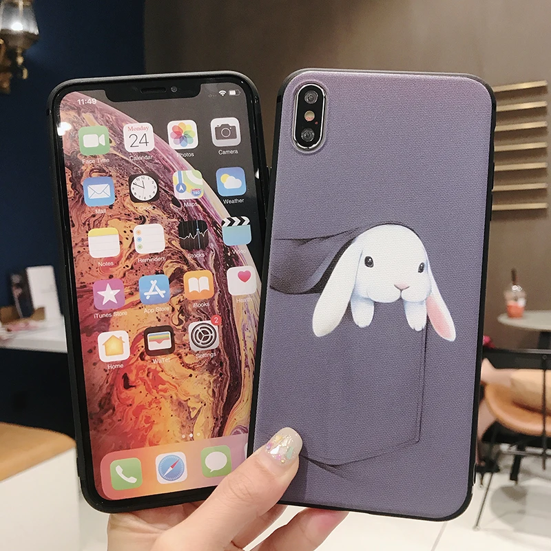 Милый чехол для телефона с рисунком в виде животного iPhone XS Max XR X 5S SE 6 6s 7 8 Plus мягкая