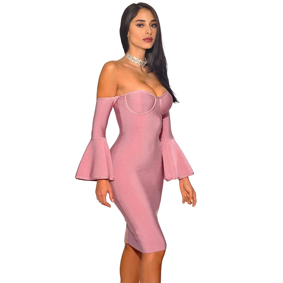 Женское Бандажное платье с открытыми плечами и вырезом лодочкой вечерние платья
