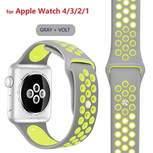 Спортивный ремешок для iWacth 4 44 мм 40 мм силиконовый ремешок для Apple Watch 1 2 3 4 42 мм 38 мм 44 мм 40 мм браслет ремешок+ защита экрана - Цвет: 5