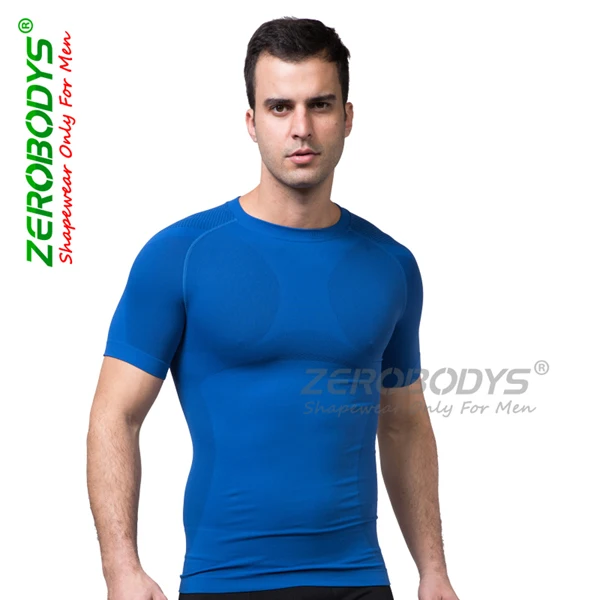 

New Arrival Men's Slim body shaper Red/black/blue Compression Wear Body Slimming Shapewear Short sleeve Burning Underwear Men
