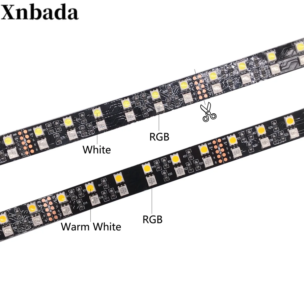 Double Row 5050 RGB/RGBW Led Strip 120Leds/m White/Warm White Led Flexible Light White/Black PCB IP30/IP67 DC12/24V