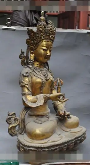 S5269 23 &quotСтарый тибетский буддизм бронзовое напыление Ваджра тара Гуань Инь