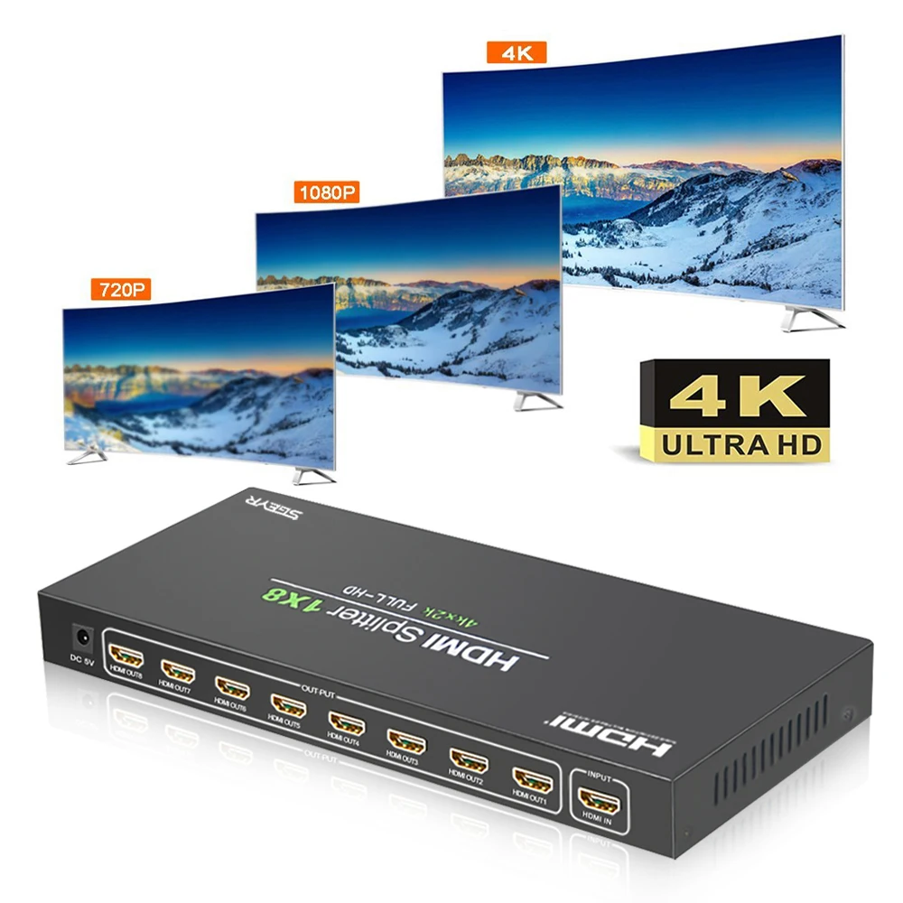 4K HDMI сплиттер 1 в 8 Выход SGEYR 1x8 1080P v1.4 портов с Full HD 4K/2K и 3D разрешением|hdmi splitter|4k hdmi