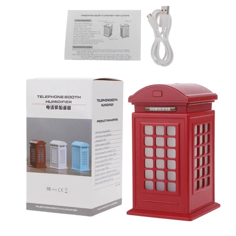 USB Humidifier Telephone Box Car Diffuse LED Lights Ultrasonic Humidifiers Humificador Aromatherapy Aroma for Home 300ML | Бытовая