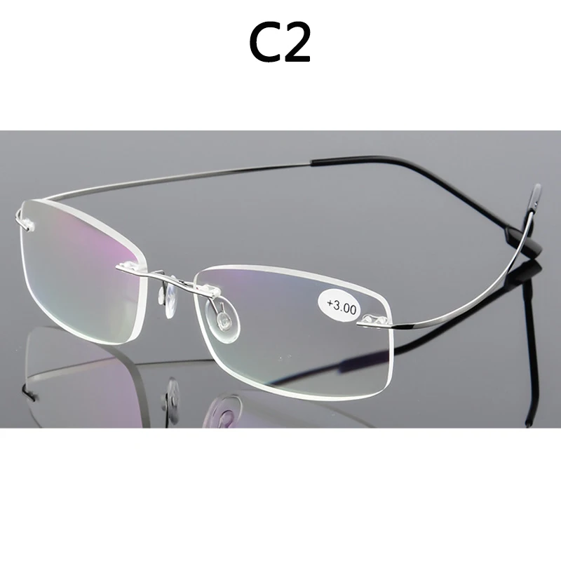 C2 BOYSEEN, без оправы, очки для чтения, мужские, титановый сплав, женские, квадратные очки, пресбиопические, без оправы, очки+ 1,0+ 1,5+ 2,0+ 2,5 - Цвет оправы: C2