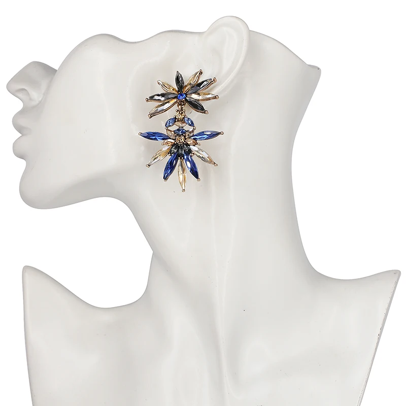 2 Цвета Новая мода женские модные сверкающие Кристальные серьги-гвоздики для