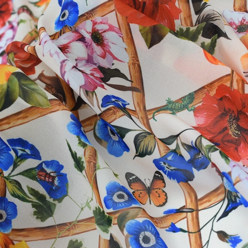 The Fence Design Digital Printing недорогая шифоновая ткань для платья модная тканевая с