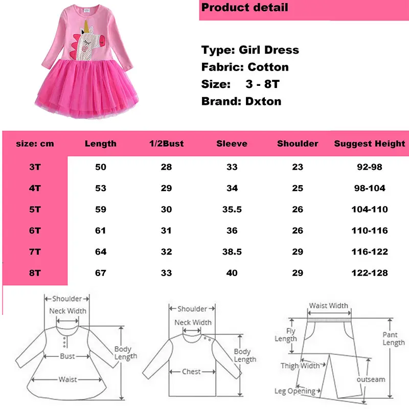 Dxton Baby Girl Dresses Cartoon Kids Girls Clothes Christmas Vestidos Long Sleeve For 3-8 Year LH4575 | Детская одежда и обувь