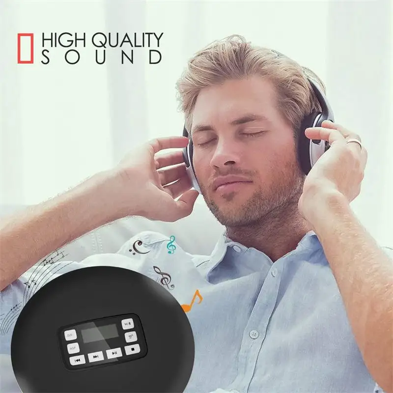 Bluetooth CD плеер со светодиодным дисплеем/разъемом для наушников защита от пропуска