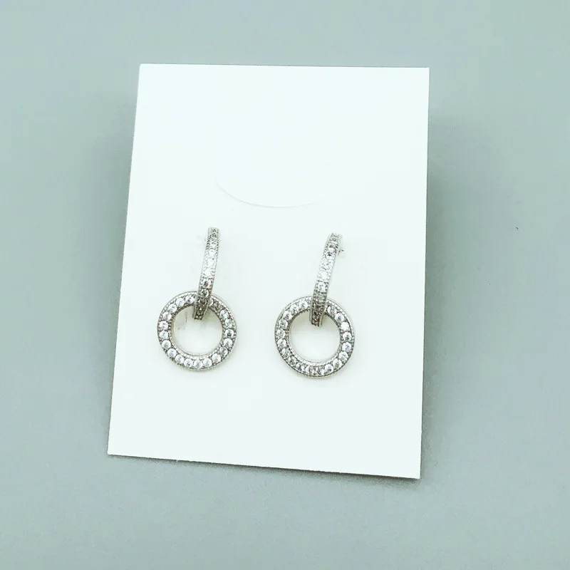 Женские серьги подвески Flyleaf из циркония двойные круглые стерлингового серебра