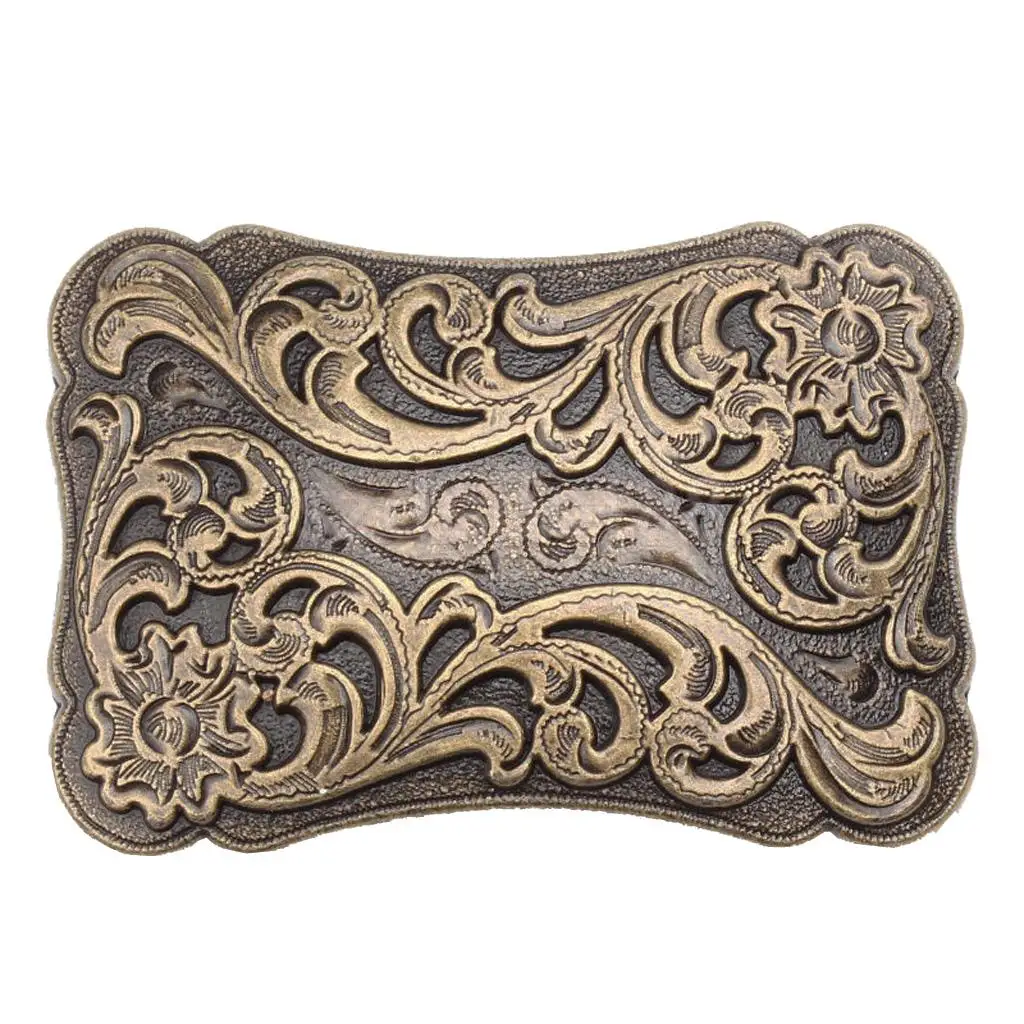 

Classic Metal Arabesque Flower Pattern Belt Buckle Western Cowboy Cowgirl