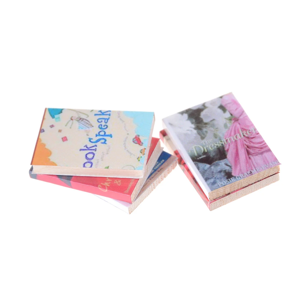 

1/12 Miniature Dollhouse Books Gifts Classic Colorful Pretend Play Wooden Furniture Toys Cute Presents