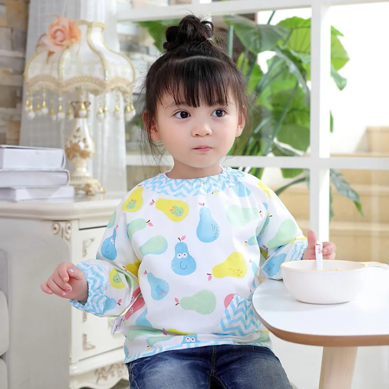 

Waterproof baby bibs cosas de bebe Cute cartoon printed long sleeve 0-2 years cotton baby eating painting children toddler Smock