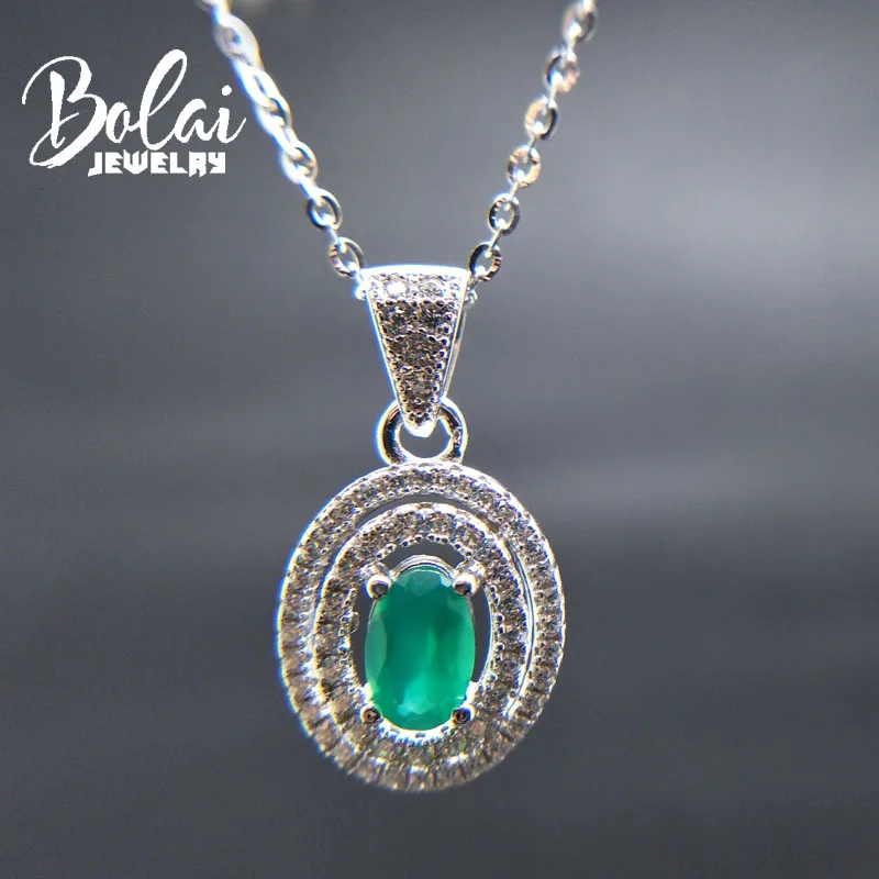 Bolaiювелирных изделий Классический Простой блестящий кулон с натуральным зеленым