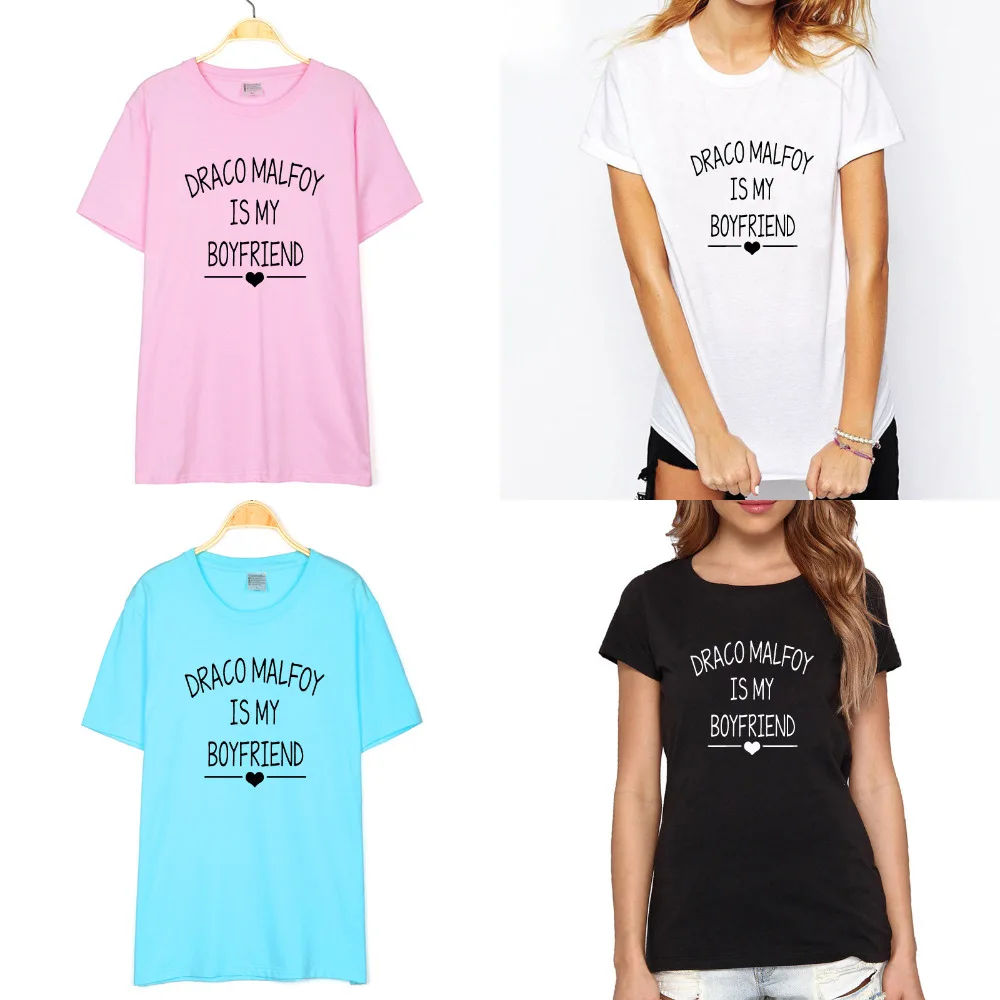

Draco Malfoy is My Boyfriend Letter Print Women's Men's Fashion T Shirt Casual Cotton Funny Shirt Tops Drop Shipping