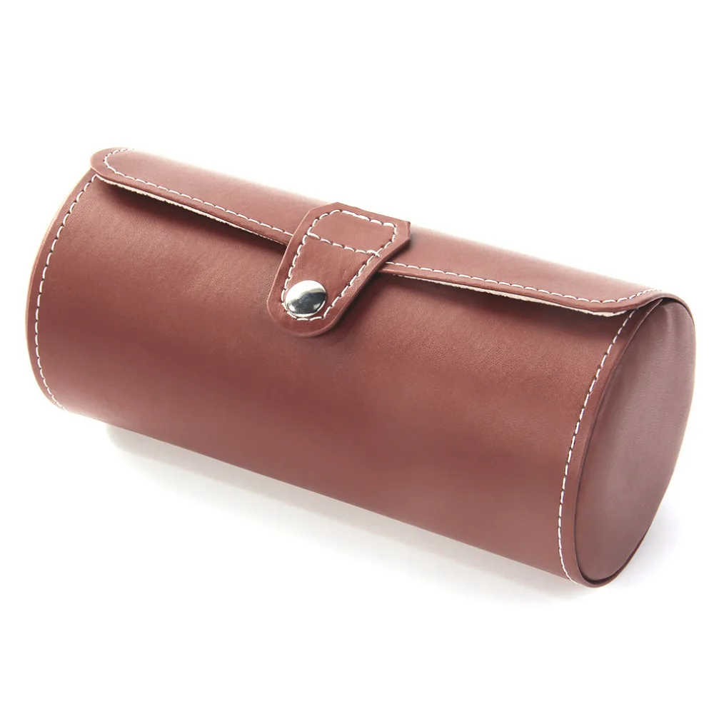 3 сетки коричневый черный цвет цилиндрической формы кожаные часы витрина коробки