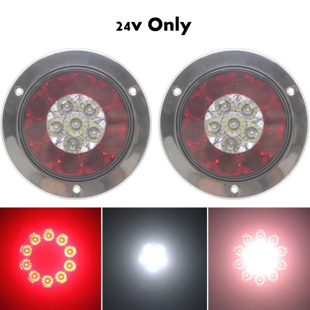 2 шт. 4 дюймовое круглое хромированное кольцо Fuleem 16LED красное и белое для