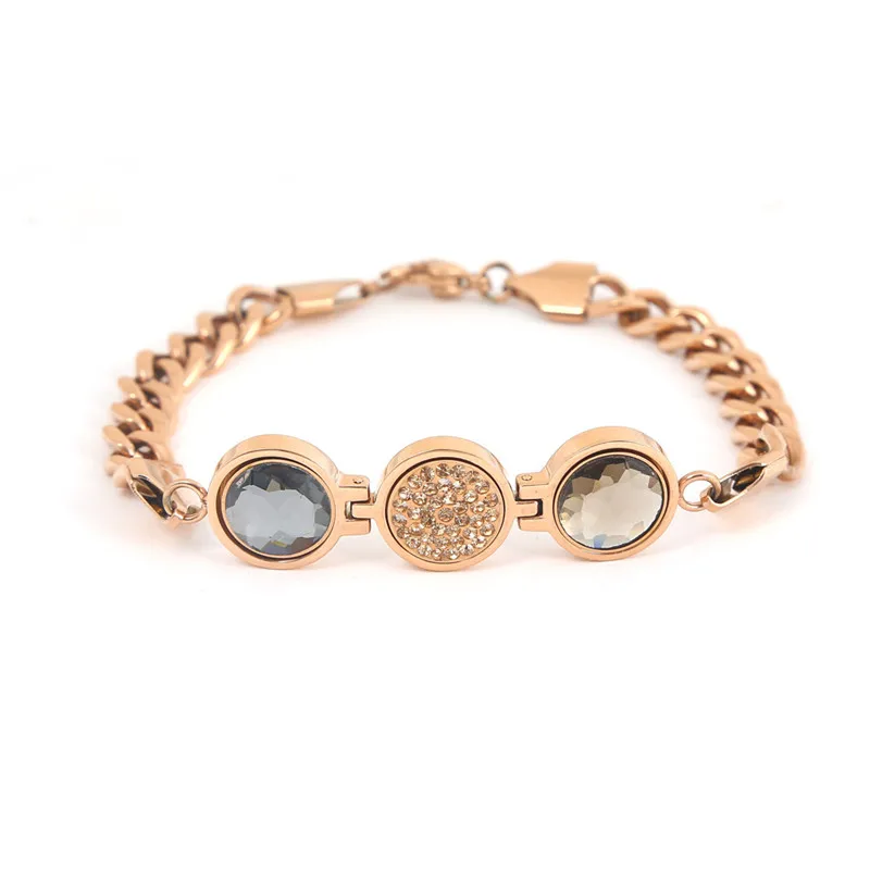 SANSHOOR роскошный браслет из нержавеющей стали с большим кристаллом 3 шт. 12 мм