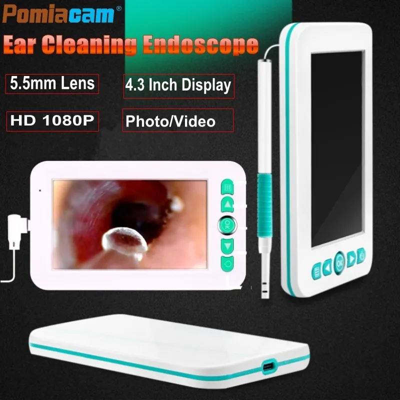 Новинка 2019 года отоскоп для носа и ушей Scop дисплей 4 3 дюйма 1080P визуальная ложка