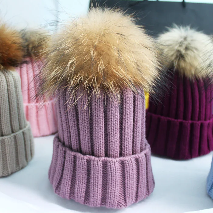 зимой beanie связанный шлем меха образный колпачок для женщин и теплые зимние
