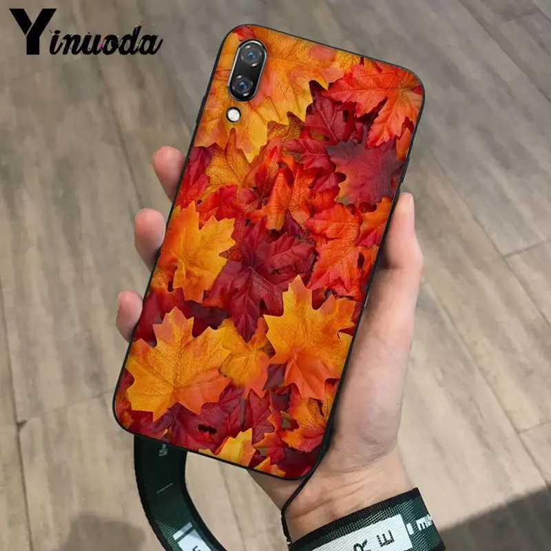 Yinuoda выпадающий лист клена ТПУ черный чехол для телефона Huawei P9 P10 Plus Mate9 Mate10 Lite P20 Pro
