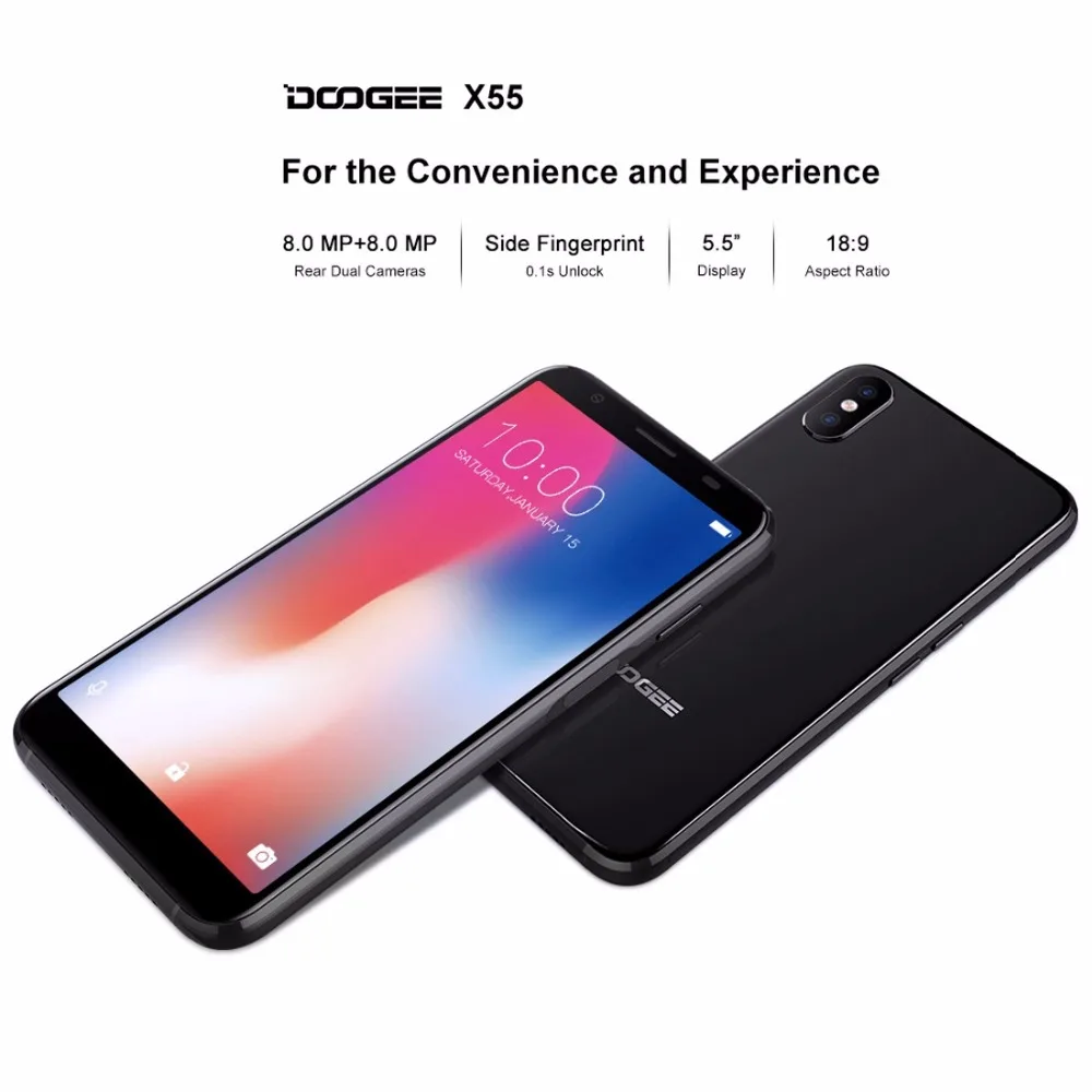 DOOGEE X55 смартфон 5 &quot18:9 полный Экран 1 Гб оперативной памяти 16 встроенной MT6580 4 ядра