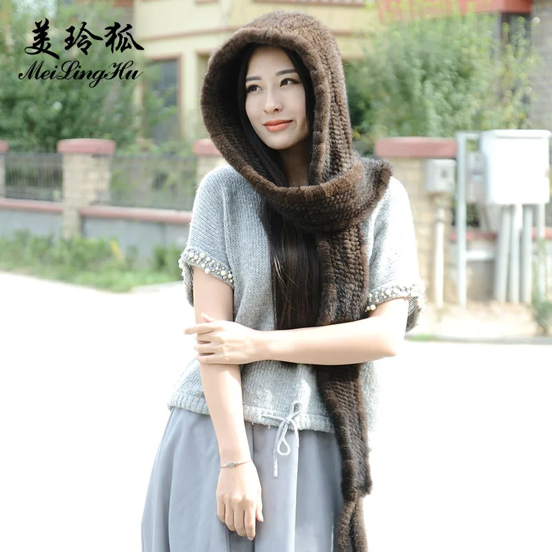 Женская зимняя шапка шарф из натуральной норки|russian hat|russian fur caprussian cap |