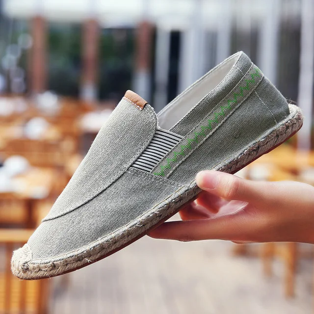 

2019 Summer Straw-knitting Hemp Rope Soles Fisherman's Shoes Lazy Mens Casual Canvas Shoes Vintage Hemp Shoes Loafers