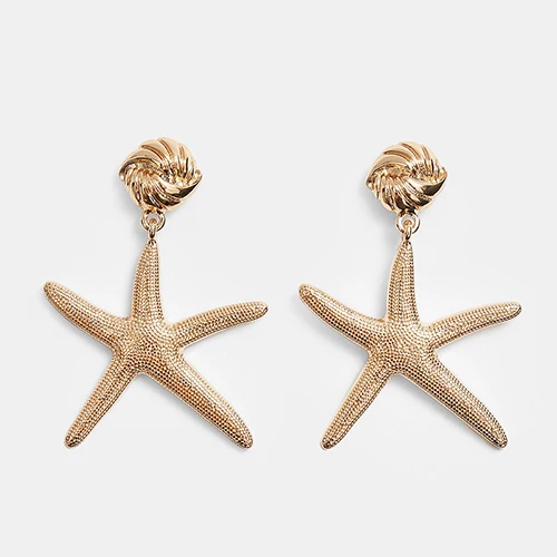 10897 ZA Designs пляжные серьги-капли из ракушки для женщин Панк Золотой Цвет Морская звезда массивные серьги Свадебные подарки ювелирные изделия - Окраска металла: 10897