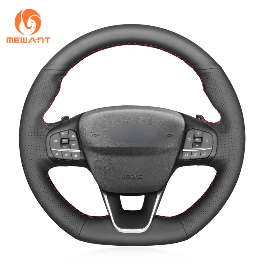 MEWANT черная крышка рулевого колеса из искусственной кожи для Ford Focus (ST | ST Line) Fiesta Kuga